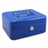 Caissette à monnaie métal bleue moyenne avec poignée pour le transport