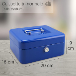 Caissette à monnaie 6 compartiments 200x160x90mm bleue