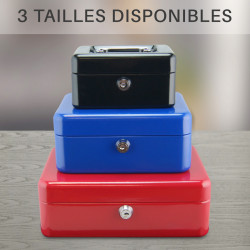 Caissette à monnaie métal bleue moyenne avec poignée et serrure