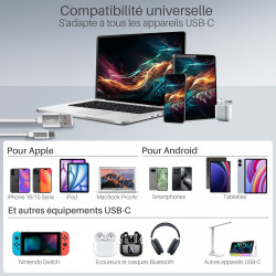 Câble USB-C 3.1 USB-A Nylon tressé, 20W 1A, mâle mâle, 2,00m Blanc