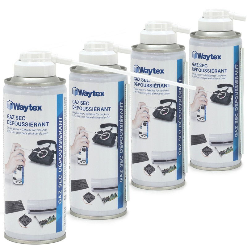 Lot 4 Bombes dépoussiérantes air sec 5 Bars – 200ml Waytex