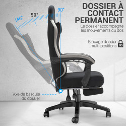 Fauteuil de bureau baquet suédine bicolore avec repose-pieds