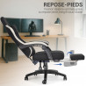 Fauteuil de bureau baquet suédine bicolore avec repose-pieds