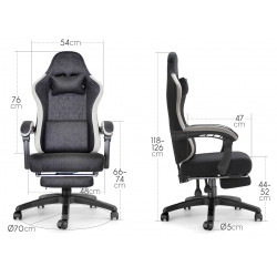 Fauteuil de bureau baquet suédine bicolore avec repose-pieds