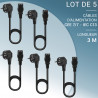 Lot de 5 Câbles d'alimentation 3m CEE 7/7 vers IEC C13, Noir
