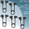 Lot de 5 câbles d'alimentation 1,80m CEE 7/7 vers C13 coudé, Noir