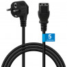 Lot de 5 Câbles d'alimentation 5m CEE 7/7 vers IEC C13, Noir