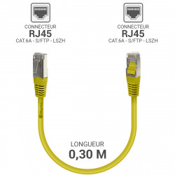 Câble réseau RJ45 Cat. 6a S/FTP LSOH 100% cuivre Jaune 0.3m