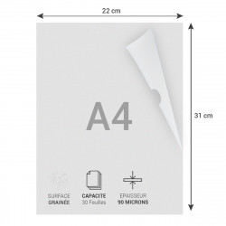 Pochettes Coins A4 Transparent grainées 90 mic. 9/100e Paquet de 100