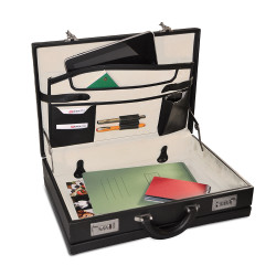 Attaché case en simili cuir noir poche tablette et 2 Serrures à code