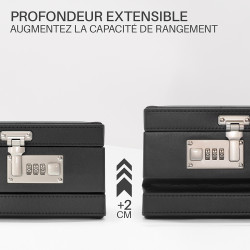 Attaché case en simili cuir noir poche tablette et 2 Serrures à code
