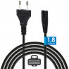 Cordon alimentation secteur bipolaire CEE716/IEC C7 1.80 Mètre Noir S