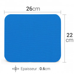 Tapis souris mousse tissu bleu emballage suspendu