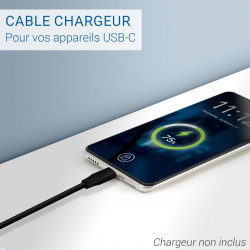 Câble USB-C 3.1 vers USB-A 3.0 Superspeed 5Gbps 2m noir