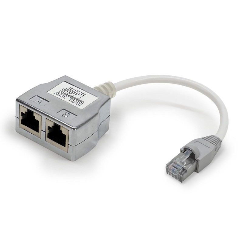 Doubleur Réseau Ethernet RJ45 Cat 5E blindé 1 mâle à 2 femelles