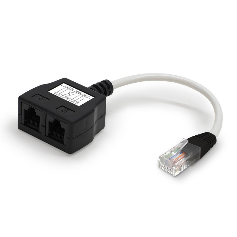 Doubleur Réseau Ethernet RJ45 Cat 5E non blindé 1 mâle à 2 femelles