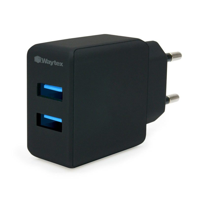 Chargeur secteur double prise USB Type A 2.1 A Noir Blister
