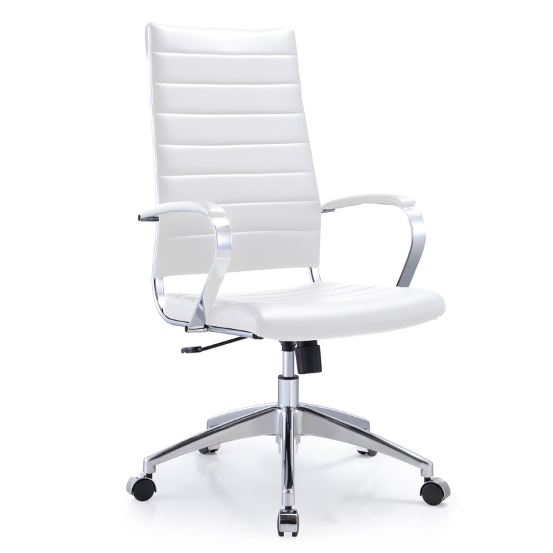 Fauteuil de Bureau blanc MAJORIS simili cuir design avec accoudoirs