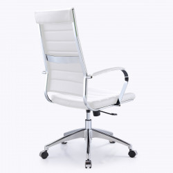 Fauteuil de Bureau blanc MAJORIS simili cuir design avec accoudoirs