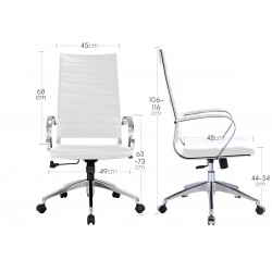 Fauteuil de Bureau blanc MAJORIS simili cuir design avec accoudoirs
