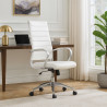 Fauteuil de Bureau blanc MAJORIS simili cuir design avec accoudoirs