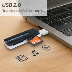 Lecteur de carte SD - USB 2.0 - Cartes mémoire multi formats