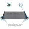 Plateau étagère 19 pouces perforé noir profondeur 450 mm