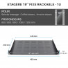 Plateau étagère 19 pouces perforé noir profondeur 450 mm