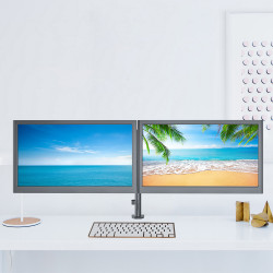 Support écran double bras articulé 13-27 pouces VESA fixation bureau