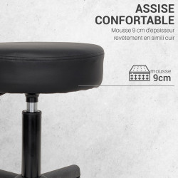 Tabouret de Travail Pivotant, Pieds fixes, Hauteur réglable 44-58 cm