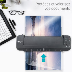 Pack Plastifieuse A3 avec 200 pochettes(100 A4 +100 A3)+ rogneuse