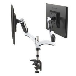 Bras articulé 2 écrans fixation pince bureau verin pneumatique