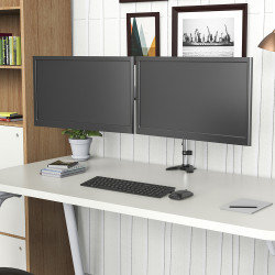 Bras articulé 2 écrans fixation pince bureau verin pneumatique