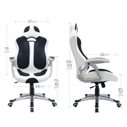 Fauteuil Bureau Racing - Chaise Ergonomique Mémoire Forme Blanc/Noir