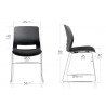 Lot 2 Chaises visiteur bureau noir empilable assise tissu pied chromé