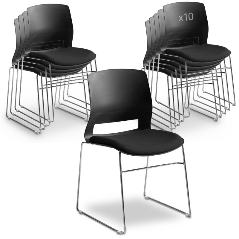 Lot de 10 chaises de bureau visiteur confort moderne, empilables
