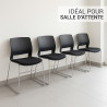 Lot 10 Chaises visiteur bureau noir empilable pied chromé