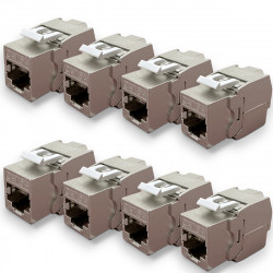 Lot de 8 Embases RJ45 Cat6a FTP sans outil - blindé métal zinc nickelé