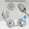 Lot de 4 Embases RJ45 Cat6a FTP Keystone sans outil - blindé métal