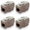 Lot de 4 Embases RJ45 Cat6a FTP sans outil - blindé métal zinc nickelé