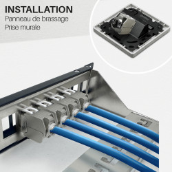 Lot de 16 Embases RJ45 Cat6a FTP Keystone sans outil - blindé métal