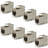 Lot de 8 Embases Keystone RJ45 Cat6a FTP sans outil - blindé métal