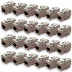 Lot de 24 Embases RJ45 Cat6a FTP sans outil - blindé métal zinc nickelé
