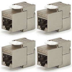 Lot de 4 Embases Keystone RJ45 Cat6a FTP sans outil - blindé métal