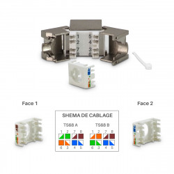 Lot de 4 Embases Keystone RJ45 Cat6a FTP Courte sans outil - blindé