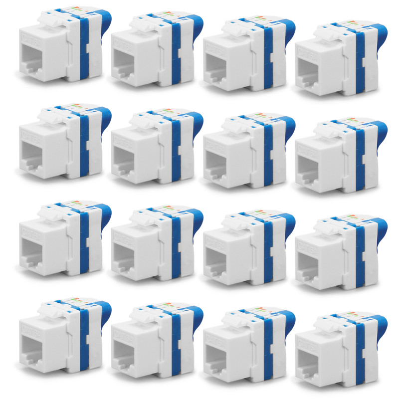 Lot de 16 Embases Keystone RJ45 Cat6a UTP sans outil - format court