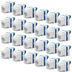 Pack de 24 Embases keystone RJ45 Cat6a UTP sans outil Snap-In, 10 Gbps, 500 MHz. Installation rapide et fiable
