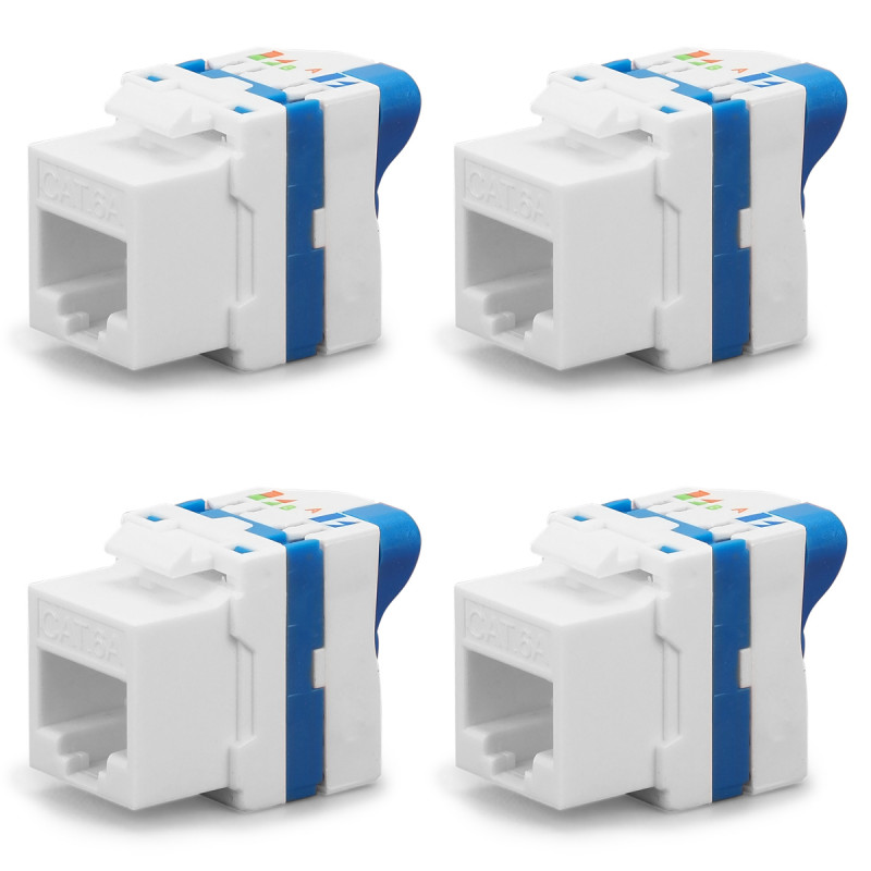 Lot de 4 Embases Keystone RJ45 Cat6a UTP sans outil - format court