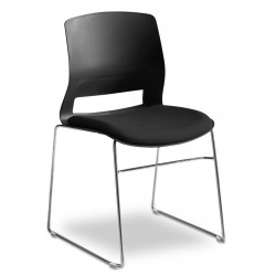 Chaise visiteur bureau noire empilable assise tissu pied chromé