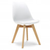 chaise visiteur look nordique pieds bois coque blanche